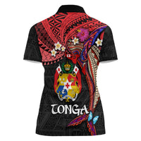 Tonga Emancipation Day Women Polo Shirt Ngatu Humpback Whale Polynesian Flower