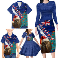 New Zealand Christmas Family Matching Long Sleeve Bodycon Dress and Hawaiian Shirt Kiwi Bird Santa and Silver Fern Funny Haka Dance LT03 - Polynesian Pride