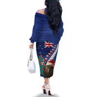 New Zealand Christmas Family Matching Off The Shoulder Long Sleeve Dress and Hawaiian Shirt Kiwi Bird Santa and Silver Fern Funny Haka Dance LT03 - Polynesian Pride