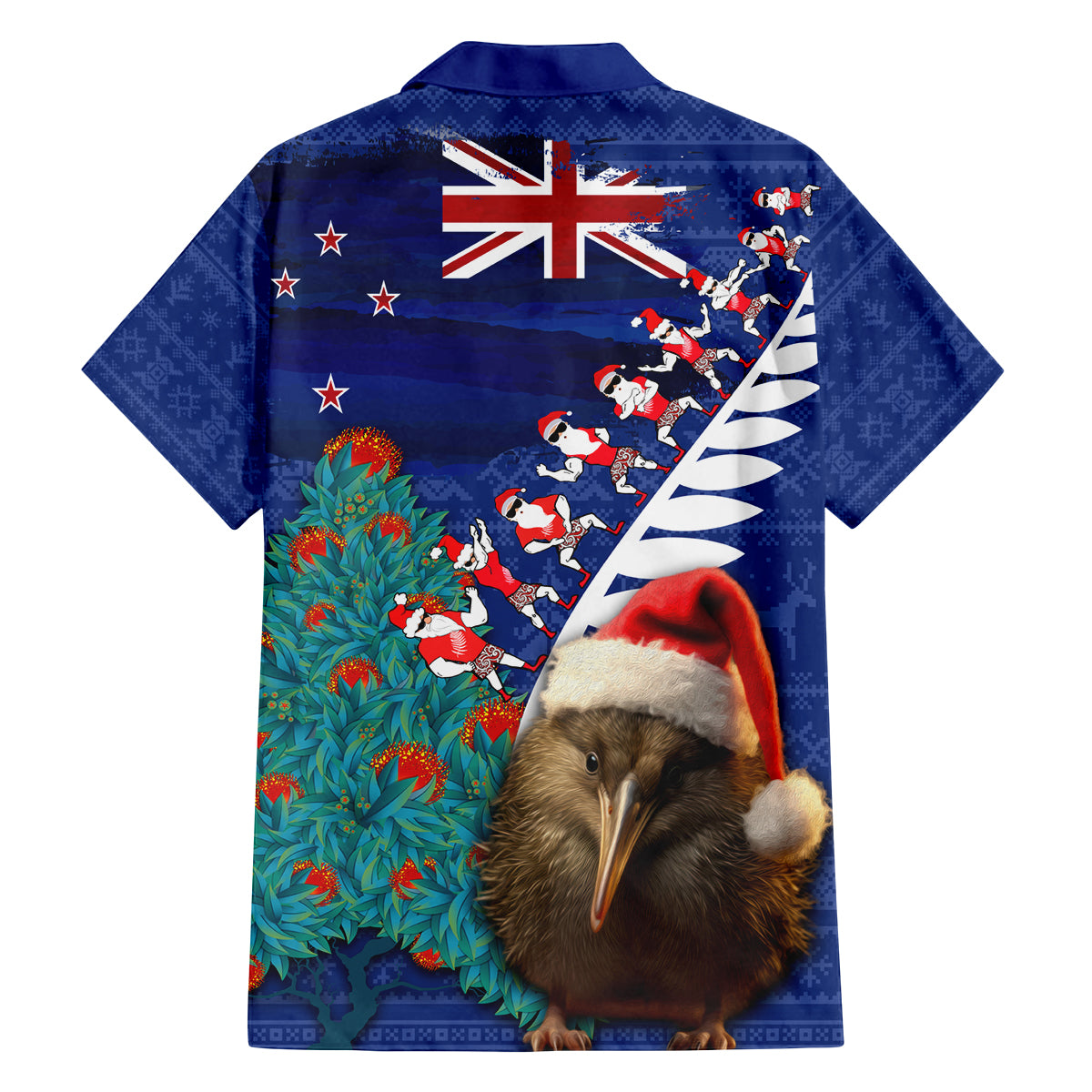 New Zealand Christmas Family Matching Tank Maxi Dress and Hawaiian Shirt Kiwi Bird Santa and Silver Fern Funny Haka Dance LT03 - Polynesian Pride
