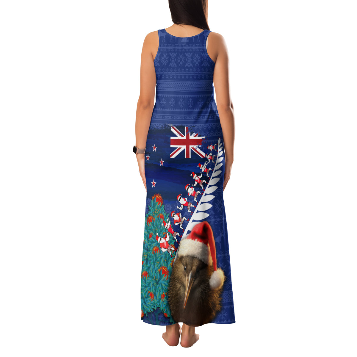 New Zealand Christmas Family Matching Tank Maxi Dress and Hawaiian Shirt Kiwi Bird Santa and Silver Fern Funny Haka Dance LT03 - Polynesian Pride