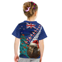 New Zealand Christmas Kid T Shirt Kiwi Bird Santa and Silver Fern Funny Haka Dance LT03 - Polynesian Pride