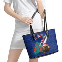 New Zealand Christmas Leather Tote Bag Kiwi Bird Santa and Silver Fern Funny Haka Dance LT03 - Polynesian Pride