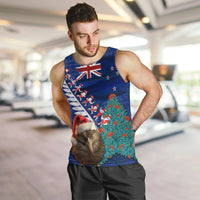 New Zealand Christmas Men Tank Top Kiwi Bird Santa and Silver Fern Funny Haka Dance LT03 Blue - Polynesian Pride