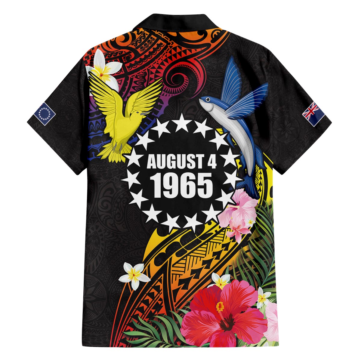 Cook Islands Independence Day Family Matching Off The Shoulder Long Sleeve Dress and Hawaiian Shirt Maroro and Kakaia with Hibiscus Flower Polynesian Pattern LT03 - Polynesian Pride