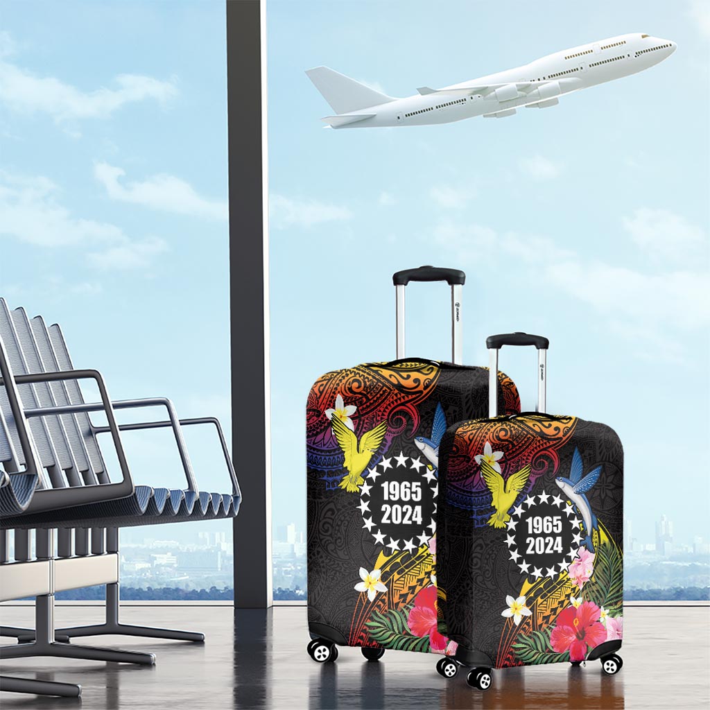 Cook Islands Independence Day Luggage Cover Maroro and Kakaia with Hibiscus Flower Polynesian Pattern LT03 - Polynesian Pride