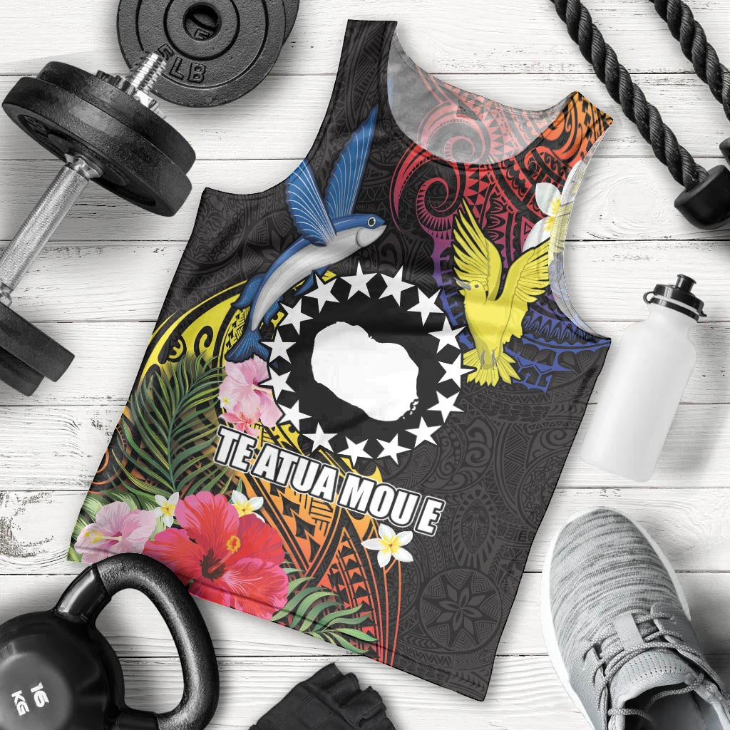 Cook Islands Independence Day Men Tank Top Maroro and Kakaia with Hibiscus Flower Polynesian Pattern LT03 - Polynesian Pride