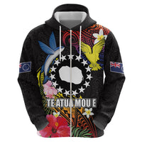 Cook Islands Independence Day Zip Hoodie Maroro and Kakaia with Hibiscus Flower Polynesian Pattern LT03 - Polynesian Pride