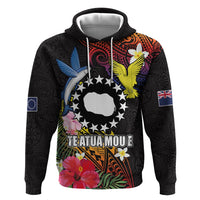 Cook Islands Independence Day Zip Hoodie Maroro and Kakaia with Hibiscus Flower Polynesian Pattern LT03 Pullover Hoodie Black - Polynesian Pride