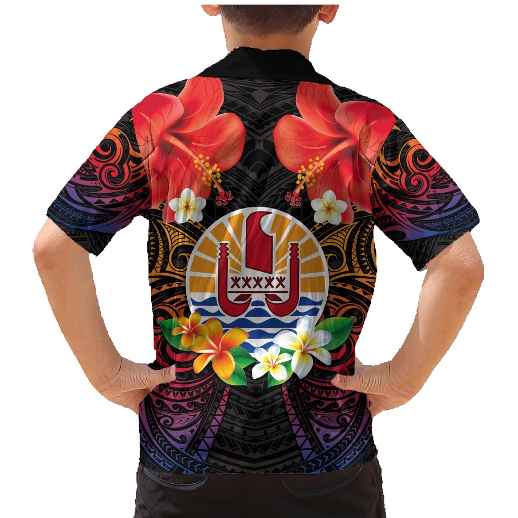 French Polynesia Bastille Day Family Matching Mermaid Dress and Hawaiian Shirt Tiare Flower and National Seal Polynesian Pattern LT03 - Polynesian Pride