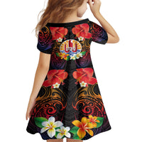 French Polynesia Bastille Day Family Matching Off The Shoulder Long Sleeve Dress and Hawaiian Shirt Tiare Flower and National Seal Polynesian Pattern LT03 - Polynesian Pride
