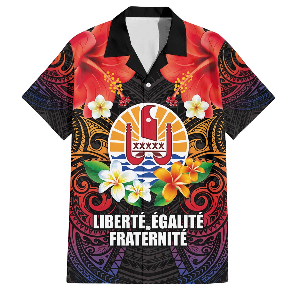 French Polynesia Bastille Day Family Matching Summer Maxi Dress and Hawaiian Shirt Tiare Flower and National Seal Polynesian Pattern