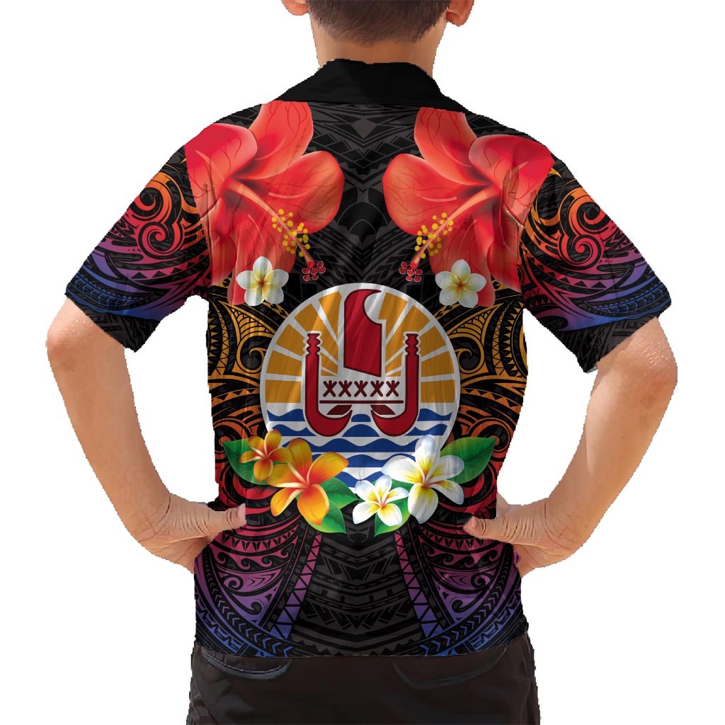 French Polynesia Bastille Day Family Matching Tank Maxi Dress and Hawaiian Shirt Tiare Flower and National Seal Polynesian Pattern LT03 - Polynesian Pride