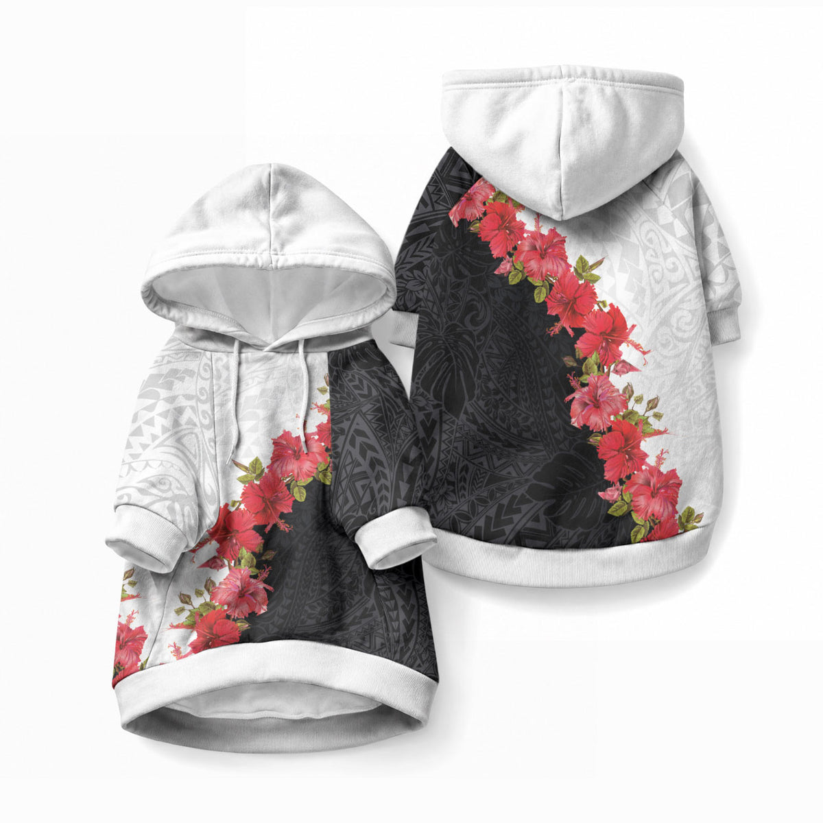 Hawaii Red Hibiscus Flowers Pet Hoodie LT03 Pullover Black - Polynesian Pride