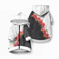 Hawaii Red Hibiscus Flowers Pet Hoodie LT03 Zip-up Black - Polynesian Pride