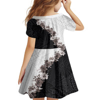 Hawaii Grayscale Hibiscus Flowers Family Matching Tank Maxi Dress and Hawaiian Shirt Polynesian Pattern With Half Black White Version