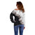 Hawaii Grayscale Hibiscus Flowers Off Shoulder Sweater Polynesian Pattern With Half Black White Version