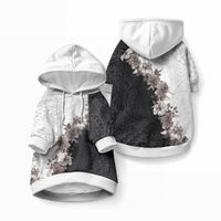 Hawaii Grayscale Hibiscus Flowers Pet Hoodie LT03 Pullover Black - Polynesian Pride