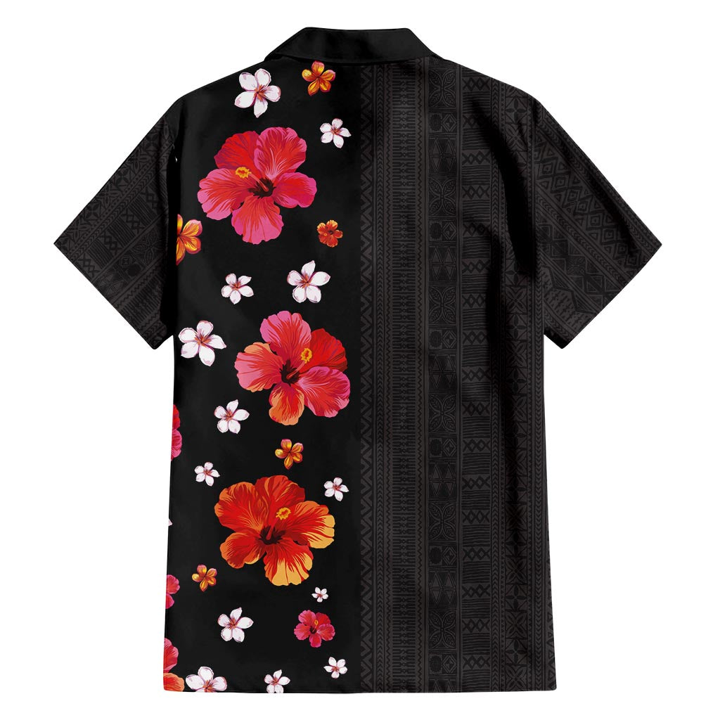 Hawaii Hibiscus and Plumeria Flowers Family Matching Off Shoulder Maxi Dress and Hawaiian Shirt Tapa Tribal Pattern Half Style Colorful Mode LT03 - Polynesian Pride