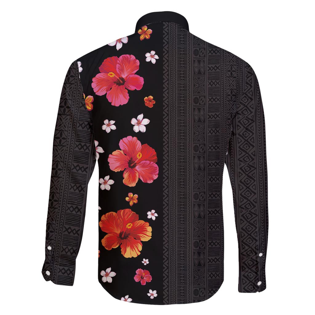 Hawaii Hibiscus and Plumeria Flowers Family Matching Off Shoulder Maxi Dress and Hawaiian Shirt Tapa Tribal Pattern Half Style Colorful Mode LT03 - Polynesian Pride