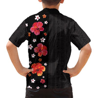 Hawaii Hibiscus and Plumeria Flowers Family Matching Short Sleeve Bodycon Dress and Hawaiian Shirt Tapa Tribal Pattern Half Style Colorful Mode LT03 - Polynesian Pride