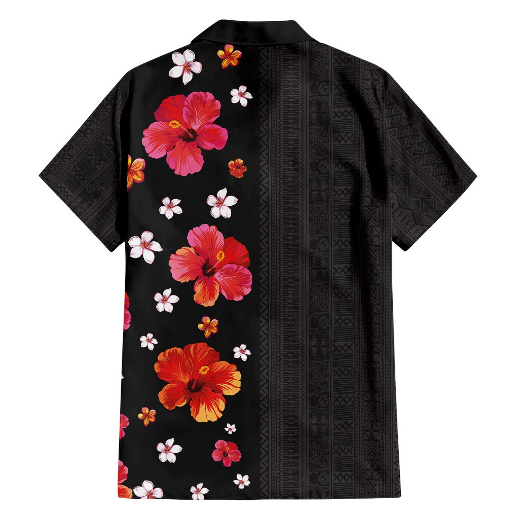 Hawaii Hibiscus and Plumeria Flowers Family Matching Short Sleeve Bodycon Dress and Hawaiian Shirt Tapa Tribal Pattern Half Style Colorful Mode LT03 - Polynesian Pride