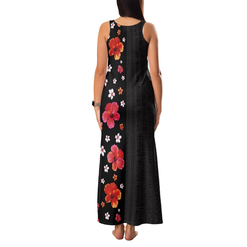 Hawaii Hibiscus and Plumeria Flowers Family Matching Tank Maxi Dress and Hawaiian Shirt Tapa Tribal Pattern Half Style Colorful Mode LT03 - Polynesian Pride
