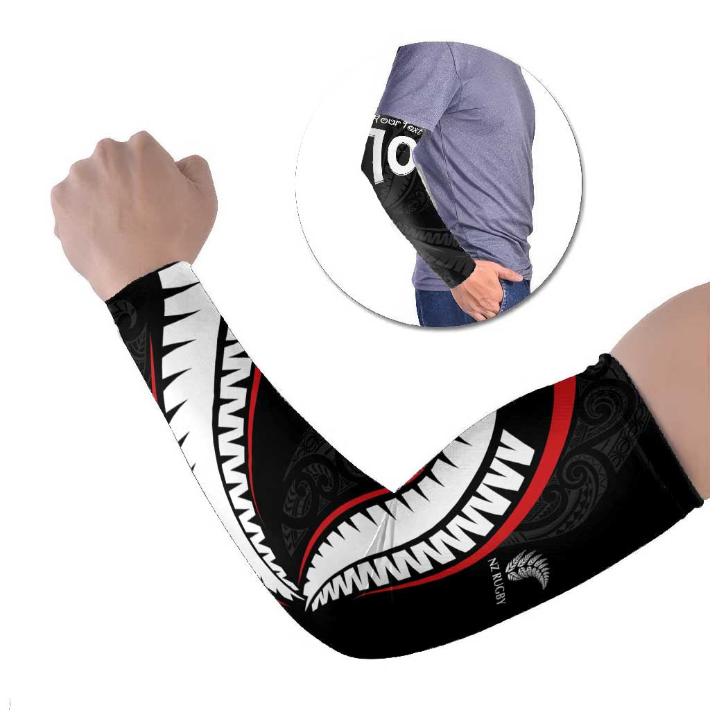 New Zealand Rugby Custom Arm Sleeves Sporty Silver Fern Shape with Maori Tattoos - Polynesian Pride