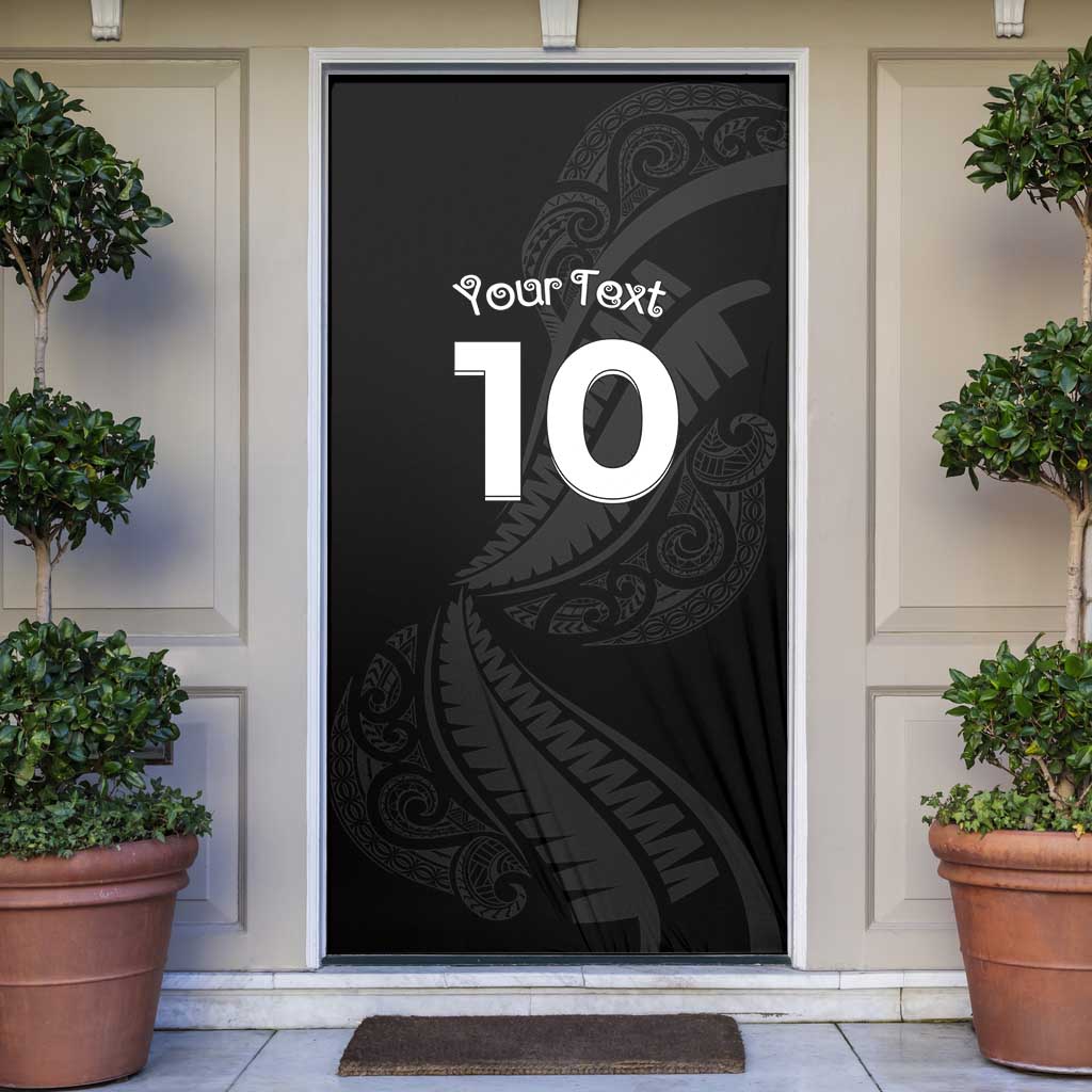 New Zealand Rugby Custom Door Cover Sporty Silver Fern Shape with Maori Tattoos LT03 Black - Polynesian Pride