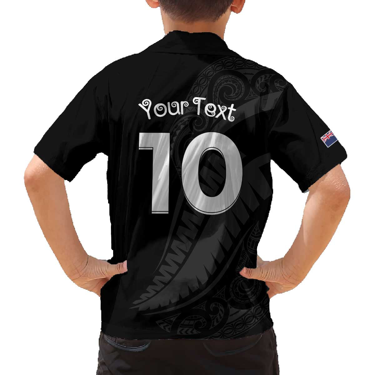 New Zealand Rugby Custom Family Matching Off The Shoulder Long Sleeve Dress and Hawaiian Shirt Sporty Silver Fern Shape with Maori Tattoos - Polynesian Pride