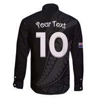 New Zealand Rugby Custom Family Matching Off Shoulder Maxi Dress and Hawaiian Shirt Sporty Silver Fern Shape with Maori Tattoos LT03 - Polynesian Pride