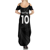 New Zealand Rugby Custom Family Matching Summer Maxi Dress and Hawaiian Shirt Sporty Silver Fern Shape with Maori Tattoos LT03 - Polynesian Pride
