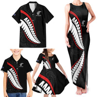 New Zealand Rugby Custom Family Matching Tank Maxi Dress and Hawaiian Shirt Sporty Silver Fern Shape with Maori Tattoos LT03 - Polynesian Pride