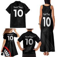 New Zealand Rugby Custom Family Matching Tank Maxi Dress and Hawaiian Shirt Sporty Silver Fern Shape with Maori Tattoos LT03 - Polynesian Pride
