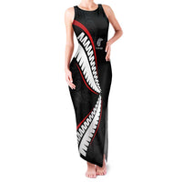 New Zealand Rugby Custom Family Matching Tank Maxi Dress and Hawaiian Shirt Sporty Silver Fern Shape with Maori Tattoos LT03 Mom's Dress Black - Polynesian Pride