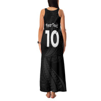 New Zealand Rugby Custom Family Matching Tank Maxi Dress and Hawaiian Shirt Sporty Silver Fern Shape with Maori Tattoos LT03 - Polynesian Pride