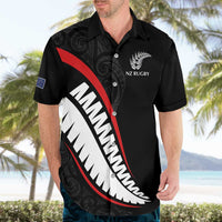 New Zealand Rugby Custom Hawaiian Shirt Sporty Silver Fern Shape with Maori Tattoos LT03 - Polynesian Pride
