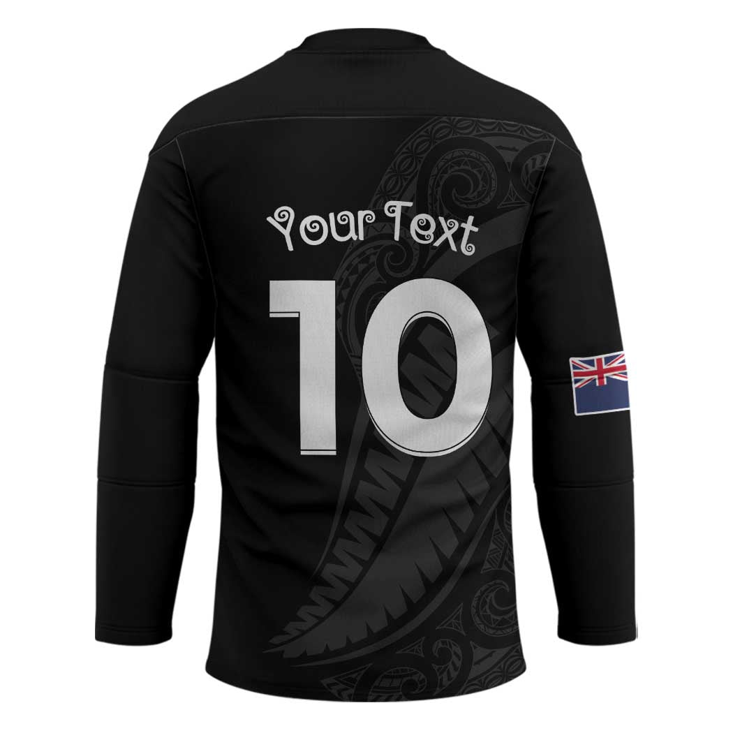 New Zealand Rugby Custom Hockey Jersey Sporty Silver Fern Shape with Maori Tattoos LT03 - Polynesian Pride