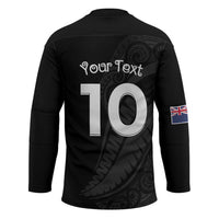 New Zealand Rugby Custom Hockey Jersey Sporty Silver Fern Shape with Maori Tattoos LT03 - Polynesian Pride