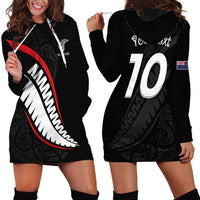 New Zealand Rugby Custom Hoodie Dress Sporty Silver Fern Shape with Maori Tattoos LT03 - Polynesian Pride