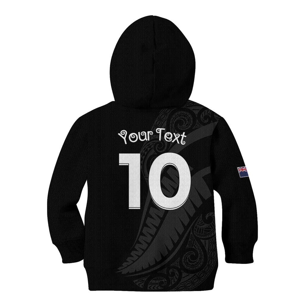New Zealand Rugby Custom Kid Hoodie Sporty Silver Fern Shape with Maori Tattoos LT03 - Polynesian Pride