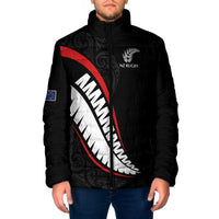 New Zealand Rugby Custom Padded Jacket Sporty Silver Fern Shape with Maori Tattoos - Polynesian Pride
