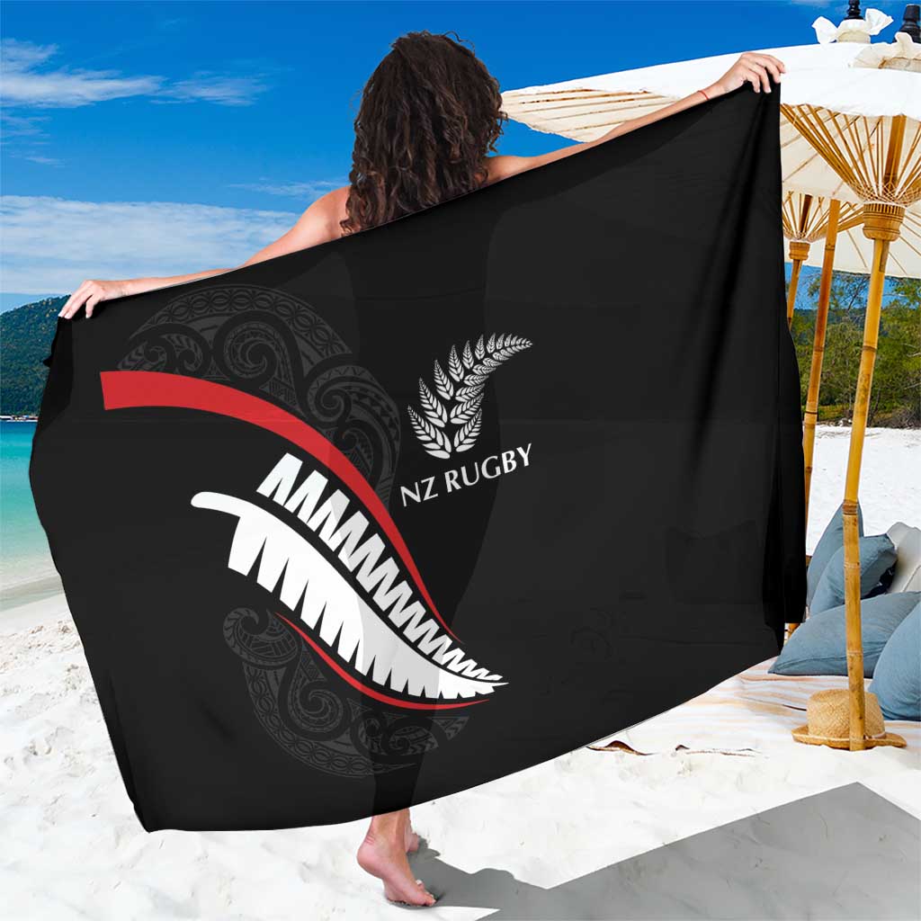 New Zealand Rugby Sarong Sporty Silver Fern Shape with Maori Tattoos - Polynesian Pride