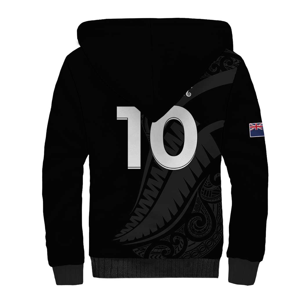 New Zealand Rugby Custom Sherpa Hoodie Sporty Silver Fern Shape with Maori Tattoos LT03 - Polynesian Pride