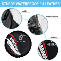 New Zealand Rugby Spare Tire Cover Sporty Silver Fern Shape with Maori Tattoos LT03 - Polynesian Pride