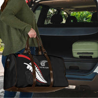 New Zealand Rugby Travel Bag Sporty Silver Fern Shape with Maori Tattoos - Polynesian Pride