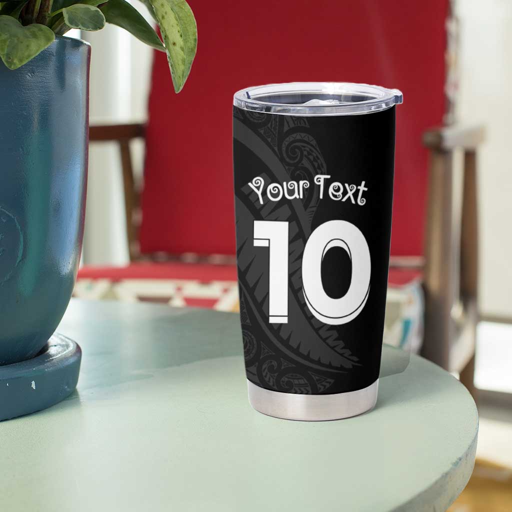 New Zealand Rugby Custom Tumbler Cup Sporty Silver Fern Shape with Maori Tattoos - Polynesian Pride