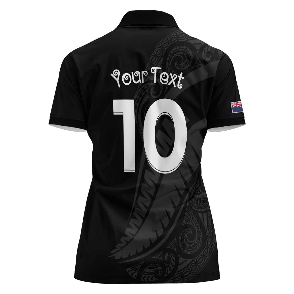 New Zealand Rugby Custom Women Polo Shirt Sporty Silver Fern Shape with Maori Tattoos LT03 - Polynesian Pride