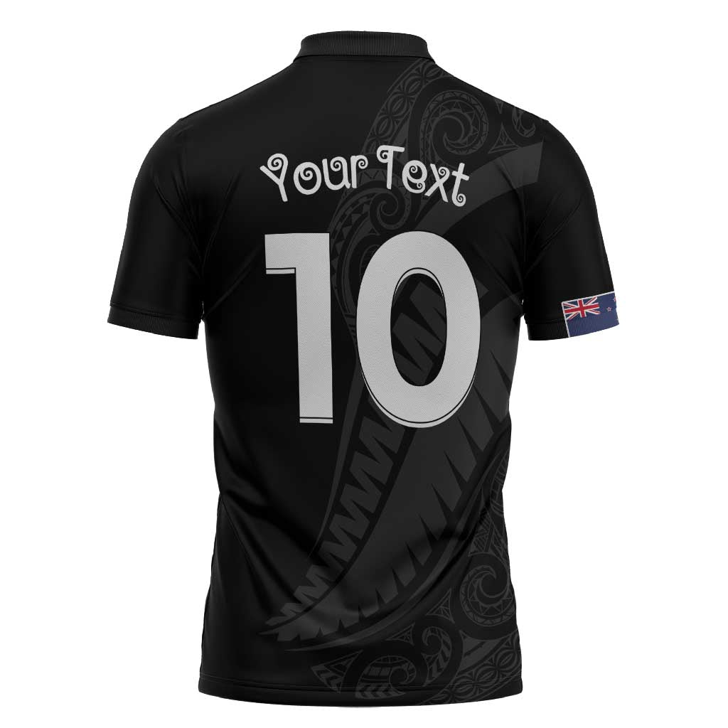 New Zealand Rugby Custom Zipper Polo Shirt Sporty Silver Fern Shape with Maori Tattoos LT03 - Polynesian Pride