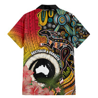 Vanuatu and Australia Together Family Matching Mermaid Dress and Hawaiian Shirt Kangaroo with Pig Tusk Indigenous Pattern